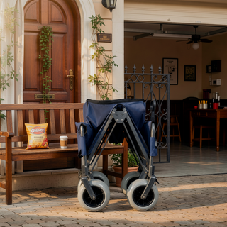 Sunvega 3-in-1 Heavy-Duty Folding Wagon Cart with Bench Seat and Storage