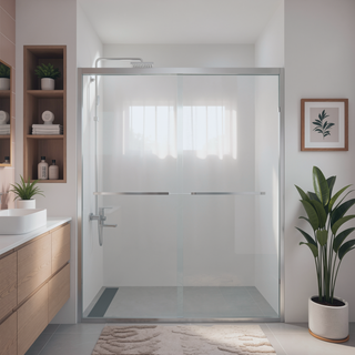 Sunvega 56-60"x58" Adjustable Aluminum Frame Double Sliding Bathtub Screen