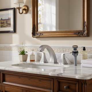 Sunvega Widespread Two Handle Bathroom Faucet with Pop Up Drain Brushed Nickel