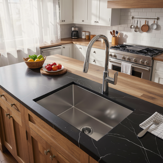 Sunvega Handcrafted 33x19 Inch Undermount Single Bowl Kitchen Sink Dark Gray