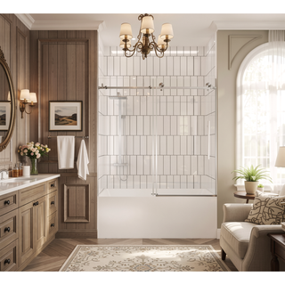 Sunvega Frameless Shower Door with Explosion Proof Film and Stainless Steel Handle