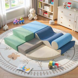 Sunvega Soft Climb and Crawl Foam Playset 6 in 1 with Stairs and Mats