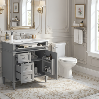 Sunvega Modern Minimalist 30'' Bathroom Vanity with Top Sink and Ample Storage