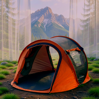 Sunvega 2 Person Pop Up Camping Tent with Orange and Black Color