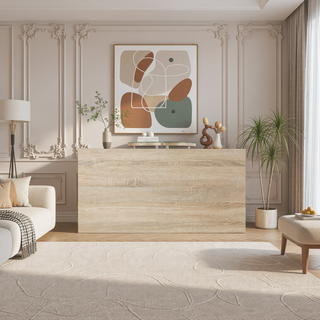 Sunvega Modern Bar Cabinet with Wine Storage and Mirrored Hardware
