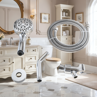 Sunvega High Pressure Handheld Shower Head with Hose and 5 Chrome Spray Modes