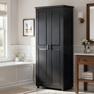 Sunvega White MDF Board Storage Cabinet with Two Doors and Adjustable Shelf