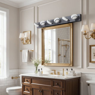 Sunvega Modern 7-Light LED Vanity Fixture with Acrylic Shades and Chrome Finish