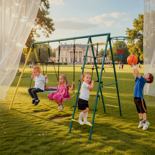 Sunvega Heavy Steel Based A-Frame Kids Swing Set with 2 Seats for Backyard Outdoor