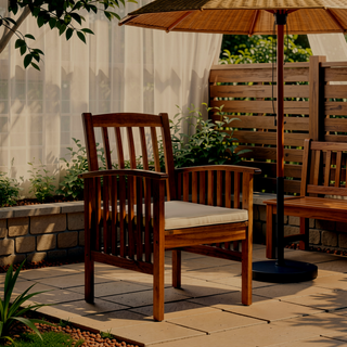 Sunvega Acacia Wood Dining Chairs with Water Resistant Cushions for Patio