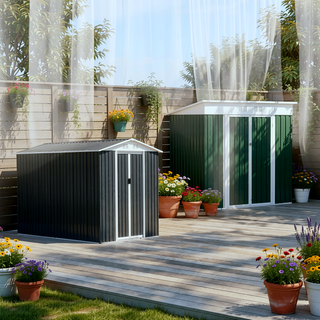 Sunvega High-Strength Galvanized Steel Apex Roof Outdoor Storage Shed