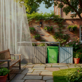 Sunvega Metal Garbage Bin Shed with Galvanized Steel for Outdoor Garden Storage