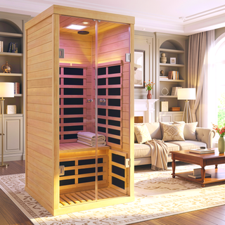 Sunvega Low EMF Far-Infrared Home Sauna with Bluetooth Speakers and Colorful Lights