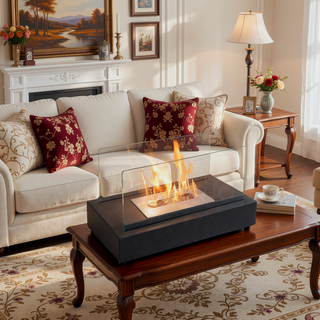 Sunvega Rectangle Tabletop Bio Ethanol Fireplace Burner Heater with Tempered Glass