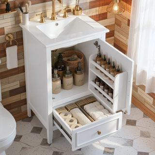 Sunvega 20 Inch Bathroom Vanity with Ceramic Sink and Adjustable Leveling Pads