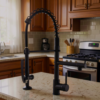 Sunvega Pull Down Kitchen Faucet with Sprayer in Black and Nickel Finish