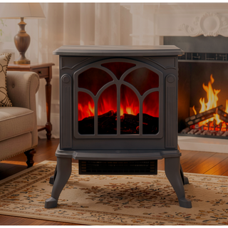 Sunvega Freestanding Fireplace Mantel with Baroque Design and Storage Columns