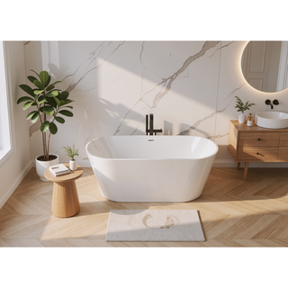 Sunvega 55 Inch Freestanding Acrylic Soaking Bathtub with Superior Insulation and Modern Design