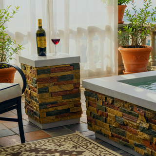 Sunvega Artificial Stone Textured Propane Tank Holder with Side Table