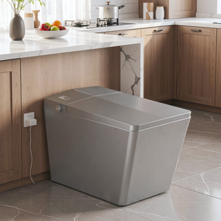Sunvega Black Square Smart Toilet with Built-in Tank, Remote Control and Heated Bidet Seat