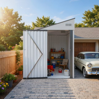 Sunvega Optional Two-Color Storage Shed with Single Hinge Door and Ventilation Windows