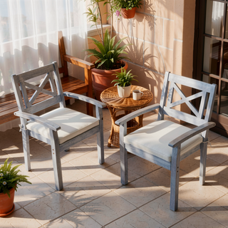 Sunvega FSC Certified Weather Resistant Dining Chairs with Detachable Cushion