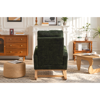 Sunvega Modern Upholstered Nursery Glider Rocking Chair with High Backrest and Side Pocket