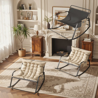 Sunvega Rocking Chair with Storage Cushions Armrests All-Season Comfort Lounge Recliner