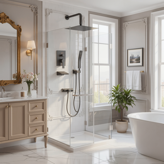 Sunvega Matte Black Wall Mount Shower System with High Pressure Rain and Handheld