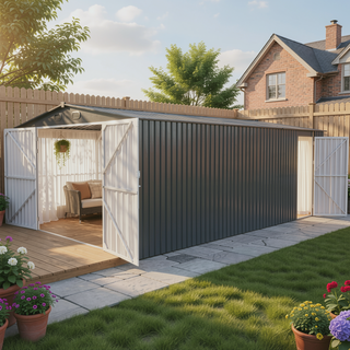 Sunvega 20x13 FT Outdoor Metal Garage Shed with 2 Lockable Doors and 4 Vents