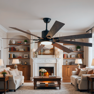 Sunvega 60 inch Modern Wood Ceiling Fan with Light and Remote Control, 6-Speed Noiseless Reversible DC Motor