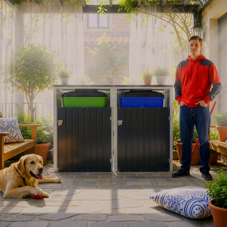 Sunvega Galvanized Steel Outdoor Bin Shed with 54 Cubic Feet Storage Space