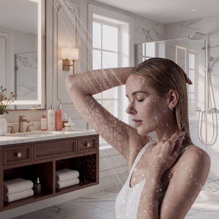 Sunvega Lift-Up Diverter Bathtub Faucet with 6 Settings Handheld Shower in Chrome