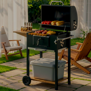 Sunvega 2 Burner Portable Gas BBQ Grill with Lid Thermometer and Foldable Legs
