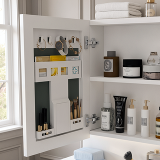 Sunvega Aluminium Medicine Cabinet Mirror with LED Light Defogging Function Cosmetic Storage Rack