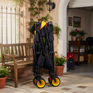 Sunvega Extra Long Folding Wagon Cart with Large Capacity and All-Terrain Wheels