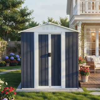 Sunvega Pent Roof Outdoor Storage Shed with Aluminum Alloy Frame and Sliding Door