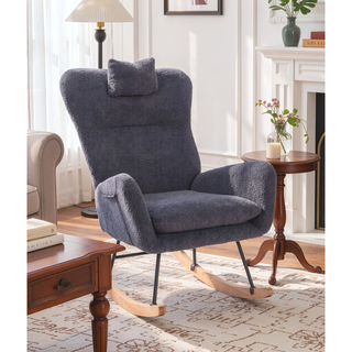 Sunvega Soft and Thick Upholstered Nursery Rocking Chair with High Backrest