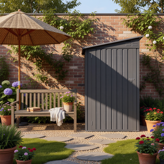 Sunvega 4 x 9 FT Outdoor Metal Storage Shed with Sloping Roof and 6 Vents