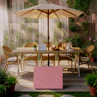 Sunvega 8ft Pink Folding Table with Waterproof Top and Foldable Design for Camping