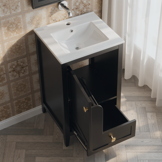 Sunvega 20 Inch Bathroom Vanity with Ceramic Sink and Adjustable Leveling Pads