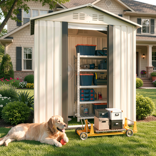 Sunvega Pent Roof Outdoor Storage Shed with Aluminum Alloy Frame and Sliding Door