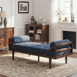 Sunvega Chic Two-Armed Chaise Lounge with Button Tufting and Bentwood Structure