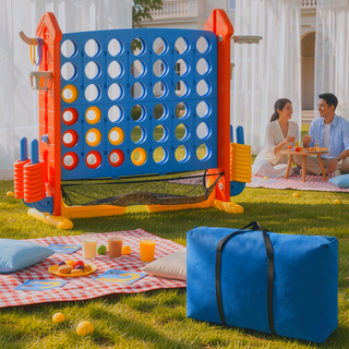 Sunvega 4-in-1 Giant Game Set with Basketball Hoop Ring Toss & Connect 4