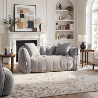 Sunvega Super Soft Chenille Bean Bag Chair with Armrests for Living Room