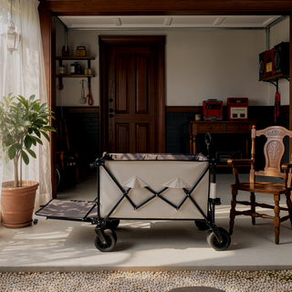 Sunvega Foldable Wagon Cart with Extended Tailgate Large All-Terrain Wheels 480LBS