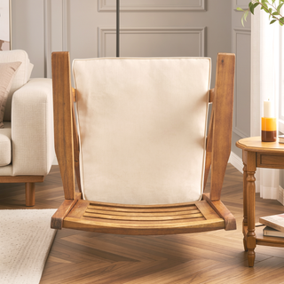 Sunvega Soft Curved Acacia Wood Barstools with Water Resistant Cushions