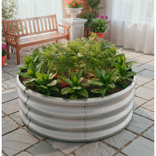 Sunvega 47.24 Inch Round Metal Raised Garden Bed for Vegetables Flowers and Herbs