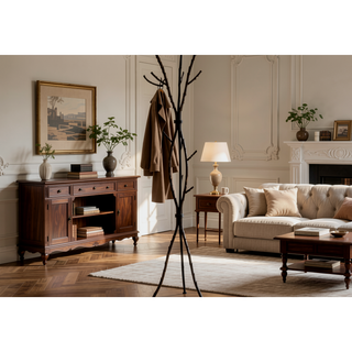 Sunvega Freestanding Black Metal Coat Rack with 11 Hooks for Entryway and Bedroom