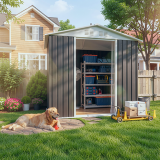 Sunvega 5FT x 3FT Grey Outdoor Pent Roof Garden Tool Storage Shed House